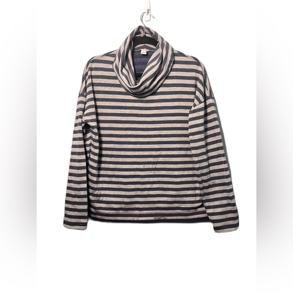 • J.Crew Cowl Neck Striped Sweatshirt Long Sleeved Gray & Navy